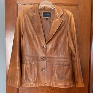 Banana Republic Women's Caramel Brown Leather Blazer Jacket